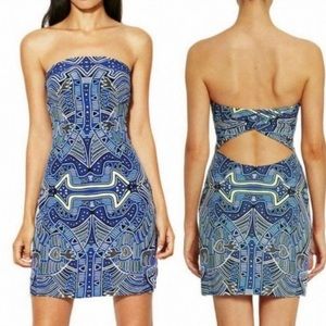 Mara Hoffman Blue Print Strapless Cutout Dress